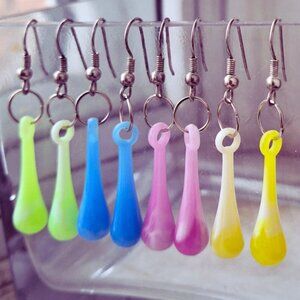 Colourful Earring 4 Pack plastic drop bead 80's style retro